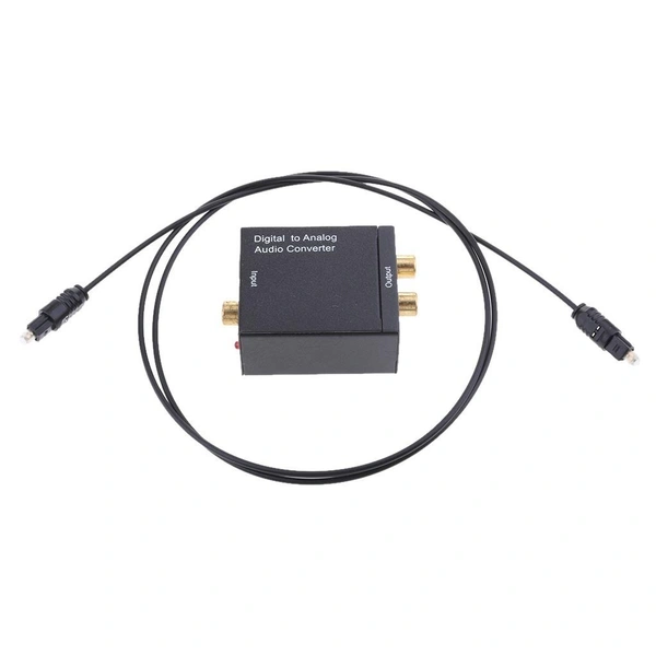 VEV Digital Coaxial Toslink to (L/R) Audio Converter with Fiber Cable - Black