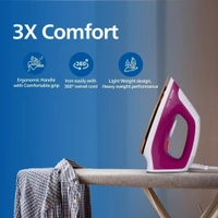 Philips Dry Iron (DST0610/30) with 3 year warranty (World No.1 Ironing Brand) Powerful 1000 Watts for Fast heat up & Golden Advanced Alloy Soleplate with Uniform Heat Distribution (Magenta Pink) - Magenta Pink