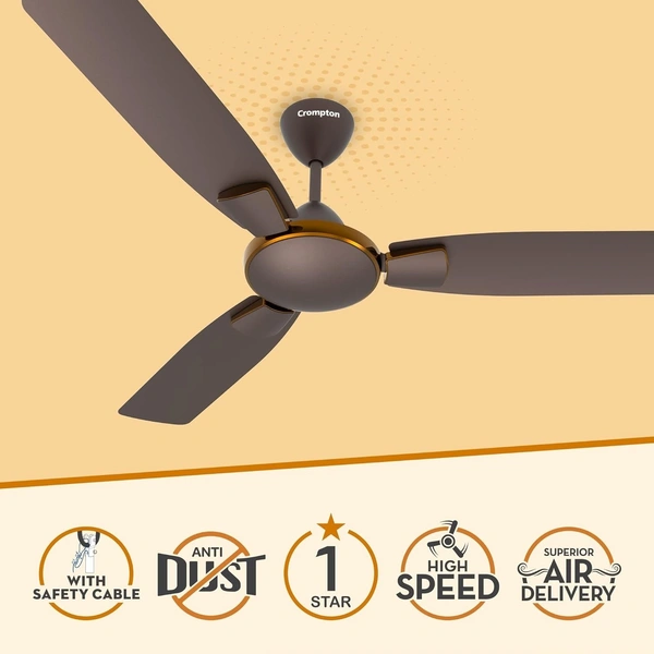 Crompton HIGHSPEED TORO ANTIDUST 1200 mm (48 inch) Ceiling Fan (Brown) - Brown