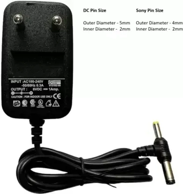 Shreyam SE 801 SMPS Power Adapter 6V-2AMP Adapter DC Plus Sony Pin (Black)