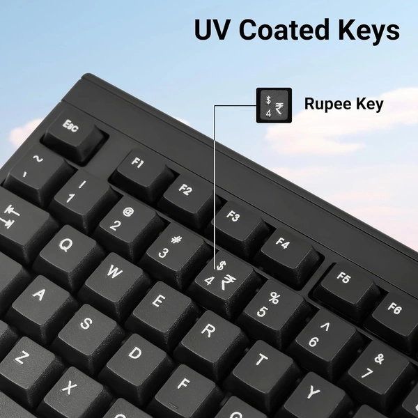 Zebronics ZEBRONICS ZEB - K35 USB Wired Keyboard with Rupee Key, Spill-Proof and Slim Design (Black)