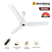 Atomberg atomberg Ikano 1200mm BLDC Ceiling Fan with Remote Control | BEE 5 star Rated Energy Efficient Ceiling Fan | High Air Delivery with LED Indicators | 2+1 Year Warranty (Gloss White) - Gloss White