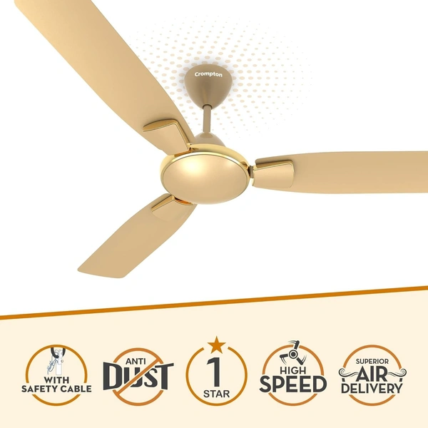 Crompton HIGHSPEED TORO ANTIDUST 1200 mm (48 inch) Ceiling Fan (Gold) - Old Gold