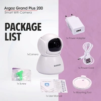 Zebion ARGOZ Grand Plus 200 Full HD Wi-Fi Camera 360 Degree Rotation, 145 Degree Tilting, 64GB Memory Card Slot, Plastic Body,5V Adaptor, With Mini USB Cable mounting Bracket (White)
