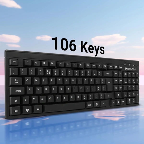 Zebronics ZEBRONICS ZEB - K35 USB Wired Keyboard with Rupee Key, Spill-Proof and Slim Design (Black)