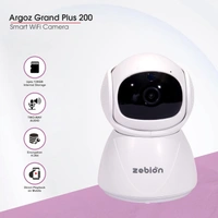 Zebion ARGOZ Grand Plus 200 Full HD Wi-Fi Camera 360 Degree Rotation, 145 Degree Tilting, 64GB Memory Card Slot, Plastic Body,5V Adaptor, With Mini USB Cable mounting Bracket (White)