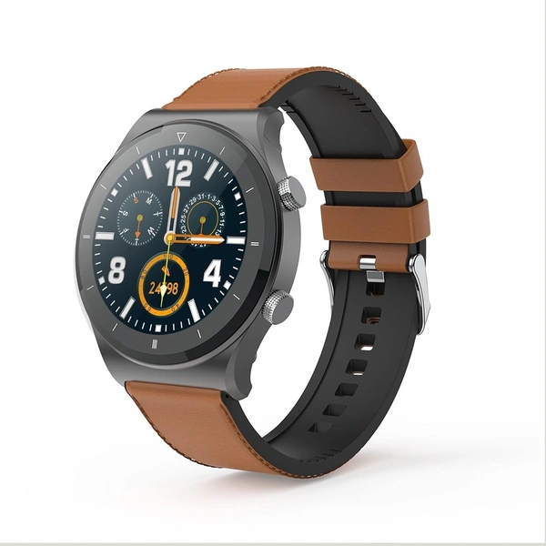 PEBBLE Pebble Revo Smartwatch, 1.3"(3.3cm) HD Touchscreen, Bluetooth Calling, Smart Watch with Rolling UI & Dual Button Technology, Spo2, Heart Rate & Temperature Monitoring (Brown) - Bourbon