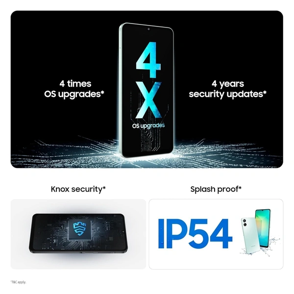 SAMSUNG Samsung Smart Phone Galaxy A06 5G (4GB RAM, 64GB Storage)| True 5G with 12 5G Bands | 50MP Dual Camera | 4 Gen Updates | IP54 | Voice Focus