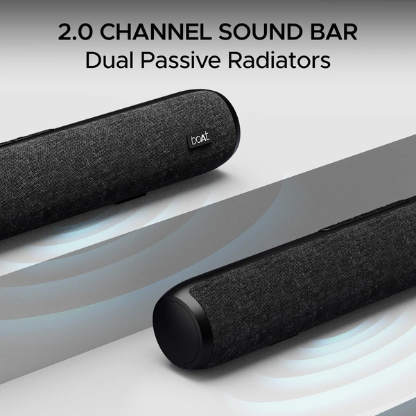 boat boAt AAVANTE BAR 600 Bluetooth Soundbar with 25W RMS Signature Sound, 2.0 Channel with Dual Passive Radiators, Upto 7 Hours Playback & Multi Connectivity (Jade Black)