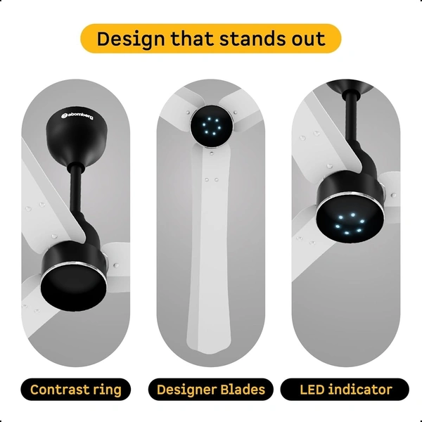ATOMBERG Atomberg Renesa Halo Smart Celling Fan 1200mm BLDC Ceiling Fan With IoT & Remote | 5 star | High Air Delivery | Low Noise Operation | LED Speed Indicator | Sleek Design | 2+1  Year Warranty | (GL White & Black) - GL White & Black
