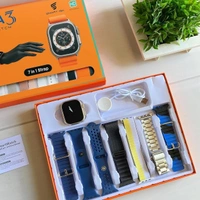 ULTRA 3 Ultra Smart Watch With 7 in 1 Straps 2.01 Infinite Display BT Calling Sports Mode Fitness 7 Belt for Men & Women Smartwatch (7 Multicolor Strap, Free Size)