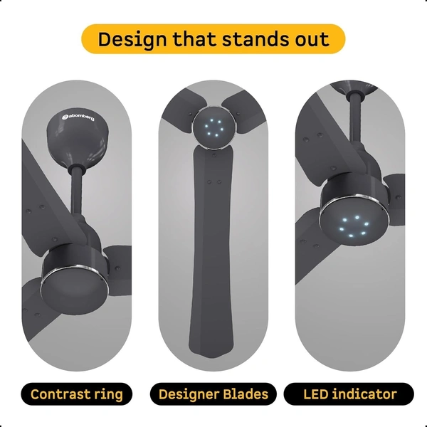ATOMBERG Atomberg Renesa Halo Smart Celling Fan 1200mm BLDC Ceiling Fan With IoT & Remote | 5 star | High Air Delivery | Low Noise Operation | LED Speed Indicator | Sleek Design | 2+1  Year Warranty | (Pebble Grey) - Gray