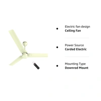 atomberg Renesa 1200mm BLDC Ceiling Fan with Remote Control | BEE 5 star Rated Energy Efficient Ceiling Fan | High Air Delivery with LED Indicators | 2+1 Year Warranty (Gloss Ivory) - Gloss Ivory