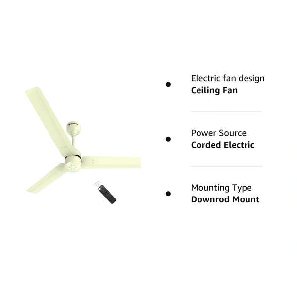 atomberg Renesa 1200mm BLDC Ceiling Fan with Remote Control | BEE 5 star Rated Energy Efficient Ceiling Fan | High Air Delivery with LED Indicators | 2+1 Year Warranty (Gloss Ivory) - Gloss Ivory