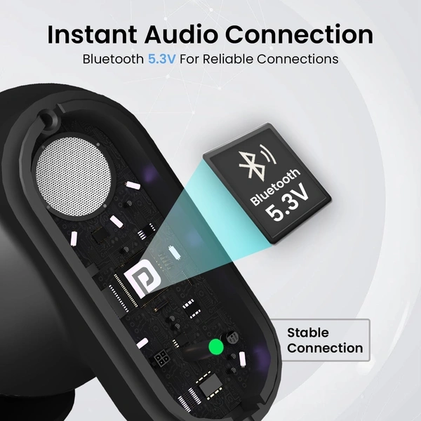 PORTRONICS  Portronics Harmonics Twins S16 in Ear Wireless TWS Earbuds with 24 Hrs Playtime, Clear Calls, Game & Music Mode, Low Latency, Bluetooth 5.3v, LED Display, Type C Fast Charging(Black)