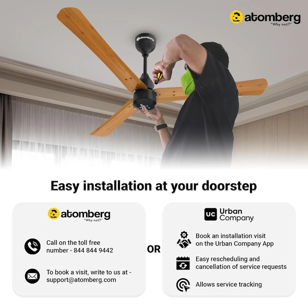 Atomberg atomberg Ikano 1200mm BLDC Ceiling Fan with Remote Control | BEE 5 star Rated Energy Efficient Ceiling Fan | High Air Delivery with LED Indicators | 2+1 Year Warranty (Gloss Brown) - Gloss Brown