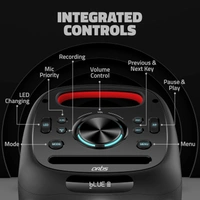 Artis  Artis SoundPro 100 60W TWS Portable 5.0 Bluetooth Party Speaker with 7 LED Colours/USB/TF Card/AUX Input/FM Radio/Wireless Mic & Wireless Remote (Black)