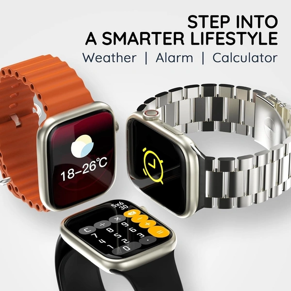 PEBBLE Pebble Trio 1.96" Infinite Display BT Calling Smartwatch, Health Suite, Health Suit, Multi Sports, Multiple Watch Faces, AI Voice Assistance, Smart Calculator, Alaram & Notification