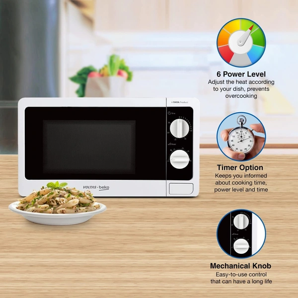 Voltas beko Voltas Beko, A Tata Product MS20MPW10 20L, 700W Smart Solo Microwave Oven (White)