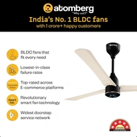 ATOMBERG Atomberg Renesa Halo Smart Celling Fan 1200mm BLDC Ceiling Fan With IoT & Remote | 5 star | High Air Delivery | Low Noise Operation | LED Speed Indicator | Sleek Design | 2+1  Year Warranty | (SeaSand Ivory & Black) - SeaSand Ivory & Black