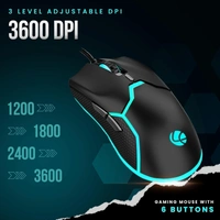 Lapcare LAPCARE Champ Razor LGM-204 |3600 DPI Optical Sensor Gaming Mouse with Rainbow Light | Marco 6G Keys | 5m Clicks | ABS Material | Optical Sensor| Rubber Oil + Laser Carving (Black)