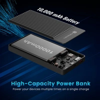 Portronics LUXCELL B12 10,000mAh Ultra Slim Power Bank with USB-A Output Port & Type C Input Port |12W Output |4-Layer Circuit Protection |BIS Certified |Type C Cable (Black)