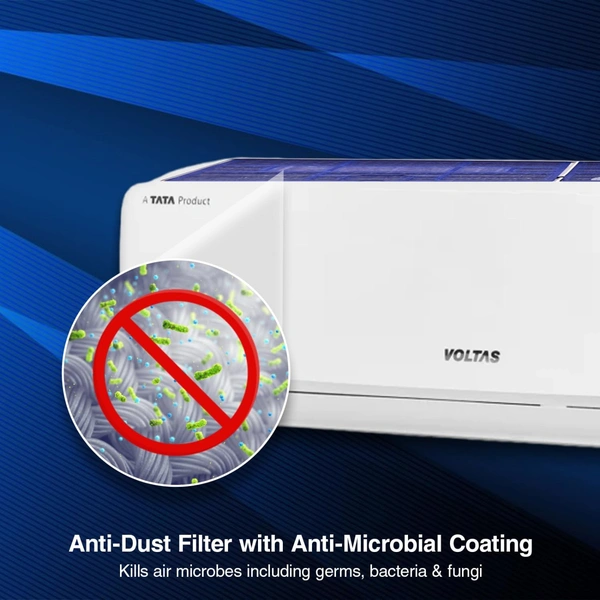 Voltas Vectra Elegant 1 Ton 3 Star, Inverter Split AC Copper, 4-in-1 Adjustable Mode, Anti-dust Filter (White)