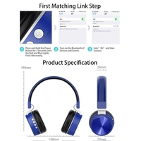VEV SH-12 Wireless Bluetooth Headphones On Ear, Lightweight & Foldable.SD Card,TF, AUX, Supported (Blue) - Blue
