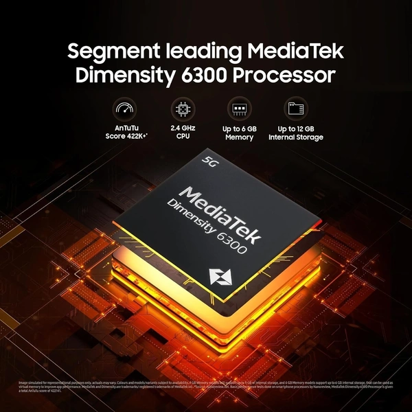 SAMSUNG Samsung Smart Phone Galaxy M06 5G (6GB RAM, 128 GB Storage) | MediaTek Dimensity 6300 | AnTuTu Score 422K+ | 12 5G Bands| 25W Fast Charging | 4 Gen. of OS Upgrades | Without Charger