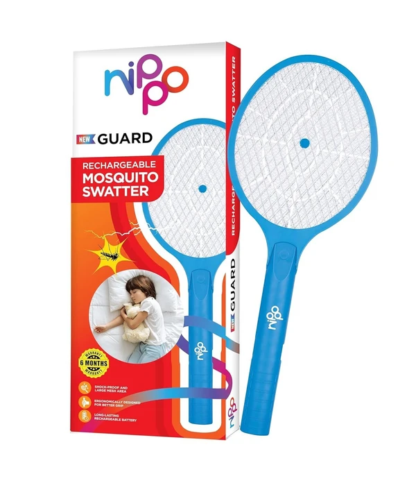 Nippo  NIPPO Guard Rechargeable Mosquito Bat, Fast Charging, 500mAh Lithium-Ion Battery, Shock-Proof (Blue)