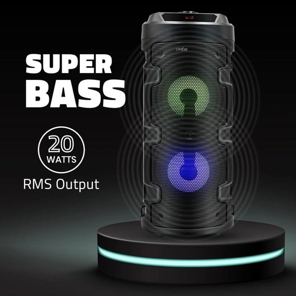 Artis MS301 Wireless Bluetooth Portable Party Speaker with RGB Glow Lights, Wired Mic, Remote Control, FM Radio & Aux in/USB/TF Card Reader Input | 20W RMS Output (Black)