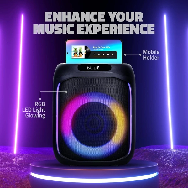 Artis  Artis SoundPro 100 60W TWS Portable 5.0 Bluetooth Party Speaker with 7 LED Colours/USB/TF Card/AUX Input/FM Radio/Wireless Mic & Wireless Remote (Black)