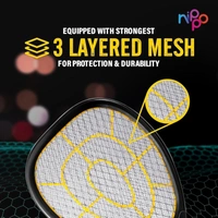 Nippo NIPPO swooper Shield Rechargeable Mosquito Bat, Fast Charging, 50% Longer Lasting Lithium-Ion Battery, Shock-Proof, Insect Killer (BLACK)