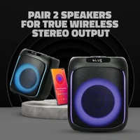 Artis  Artis SoundPro 100 60W TWS Portable 5.0 Bluetooth Party Speaker with 7 LED Colours/USB/TF Card/AUX Input/FM Radio/Wireless Mic & Wireless Remote (Black)