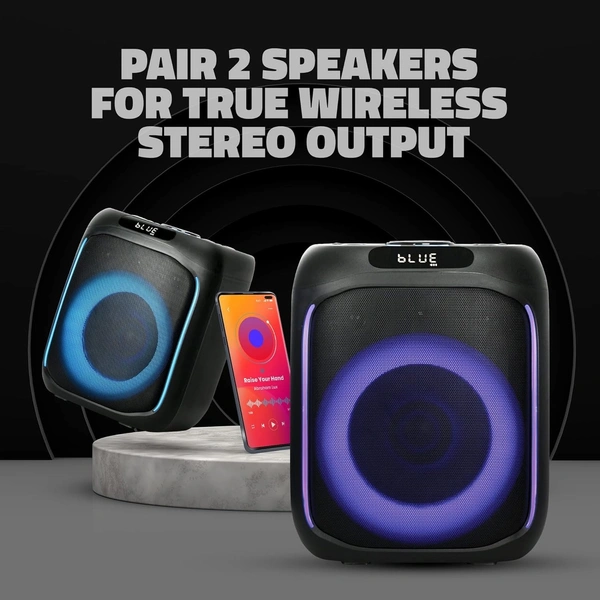 Artis  Artis SoundPro 100 60W TWS Portable 5.0 Bluetooth Party Speaker with 7 LED Colours/USB/TF Card/AUX Input/FM Radio/Wireless Mic & Wireless Remote (Black)