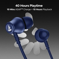 boAt Rockerz 111 Up to 40 Hours Playtime, Dual Device Pairing, ENx Tech, Beast Mode, ASAP Charging, BTv5.3, IPX5, Type-C Interface & Magnetic in Ear Buds Bluetooth Wireless Neckband (Deep Blue) - Navy Blue