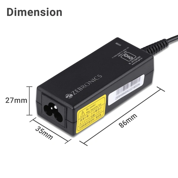 Zebronics Zeb- LA401720045L 45W Laptop Adapter 4x1.7mm Connector  (Black)