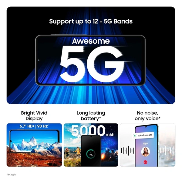 SAMSUNG Samsung Smart Phone Galaxy A06 5G (4GB RAM, 64GB Storage)| True 5G with 12 5G Bands | 50MP Dual Camera | 4 Gen Updates | IP54 | Voice Focus
