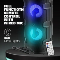 Artis MS301 Wireless Bluetooth Portable Party Speaker with RGB Glow Lights, Wired Mic, Remote Control, FM Radio & Aux in/USB/TF Card Reader Input | 20W RMS Output (Black)