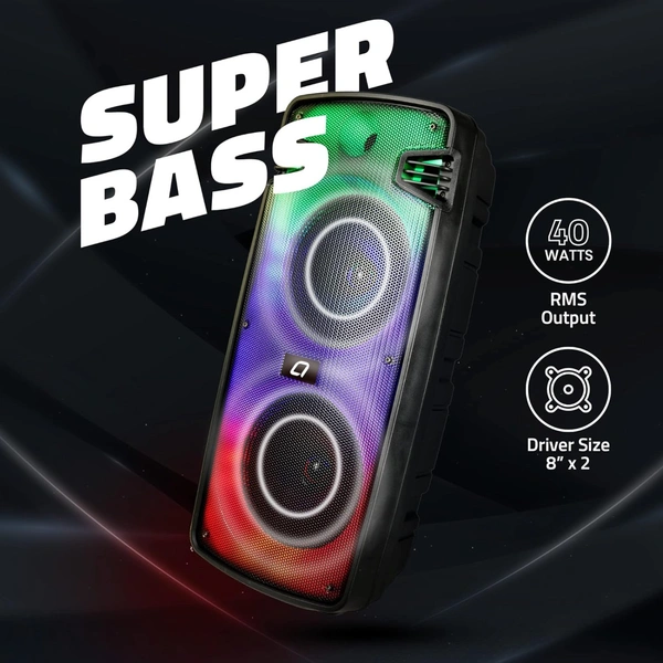 Artis MS304 40W Wireless Bluetooth Party Speaker with FM/USB/Aux in/TF Card & Wireless Mic (Black)