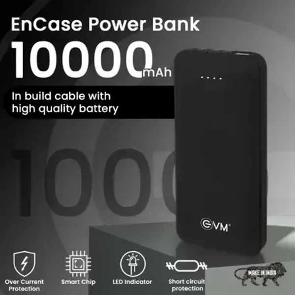 EVM 10000mAh Enjoy Power Bank - 12W Fast Charging - Portable External Battery Pack with LED Indicator (EVM-P0405) 