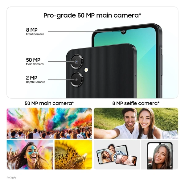 SAMSUNG Samsung Smart Phone Galaxy A06 5G (4GB RAM, 64GB Storage)| True 5G with 12 5G Bands | 50MP Dual Camera | 4 Gen Updates | IP54 | Voice Focus