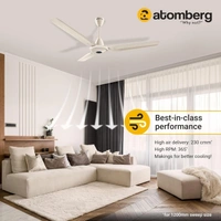 Atomberg atomberg Ikano 1200mm BLDC Ceiling Fan with Remote Control | BEE 5 star Rated Energy Efficient Ceiling Fan | High Air Delivery with LED Indicators | 2+1 Year Warranty (Gloss Ivory) - Gloss Ivory