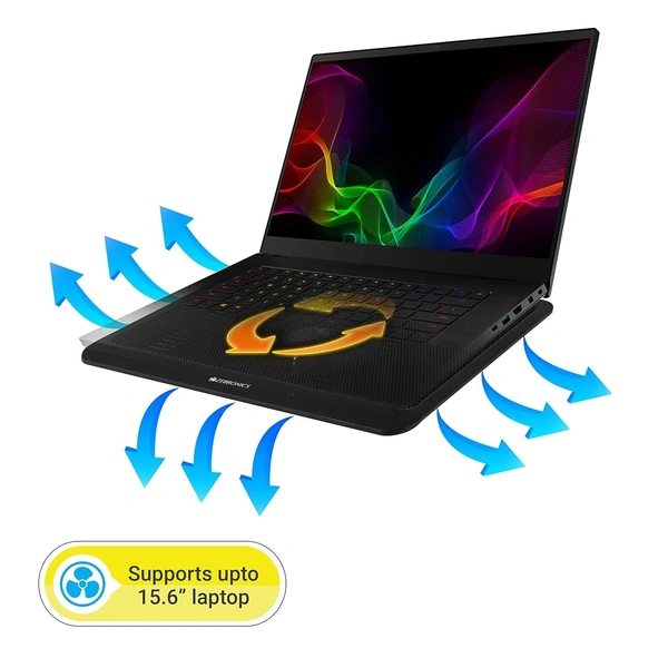 Zebronics  Zebronics Zeb- NC1200 USB Powered Laptop Cooling Pad with 125mm Fan, Pass Through USB Connector and Blue LED Lights