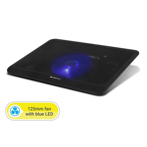 Zebronics  Zebronics Zeb- NC1200 USB Powered Laptop Cooling Pad with 125mm Fan, Pass Through USB Connector and Blue LED Lights