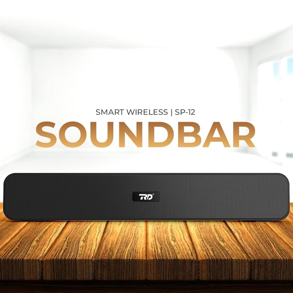 RD SP-12 Smart Portable Stereo Wireless Soundbar Bluetooth V5.0 Connectivity 20 Watts 2.0 Sound Treble Extra Bass Speaker Supports TF/SD Card/USB/AUX 8 Hours Playback Time IPX4 Waterproof (Black)