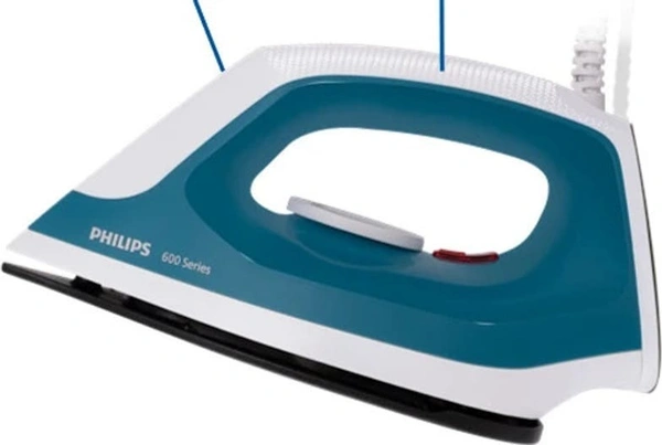 Philips Dry Iron (DST0600/20) with 3 year warranty (World No.1 Ironing Brand) Powerful 1000 Watts for Fast heat up & Golden Advanced Alloy Soleplate with Uniform Heat Distribution (BLUE) - Blue