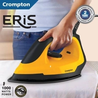 Crompton Eris 1000 Watts Dry Iron With 2 Year Warranty 6 Fabric Settings Power 1000 Watts For Fast Heat Up & Coated Soleplate (Yellow & Black)