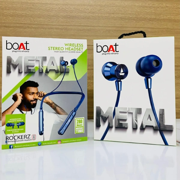 Boat (Copy) Boat Rockerz A43 Wireless Bluetooth Headsets Magnetic On Off Double Pecking Wireless Nackband 280Hrs Music Time, (Black) - Black