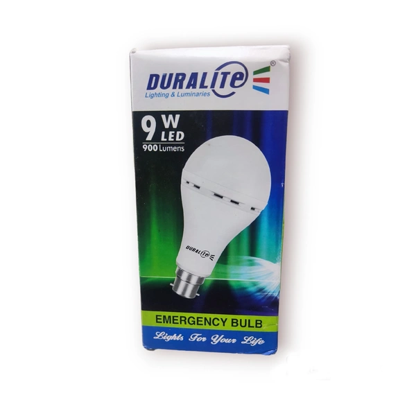 Duralite Rechargeable Emergency LED Bulb - 9W (Cool Day Light) Voltage Surge Protection